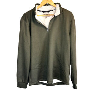 The BC Clothing Co Full Zip Sweatshirt Mens M Green Fleece Lined Waffle Fall